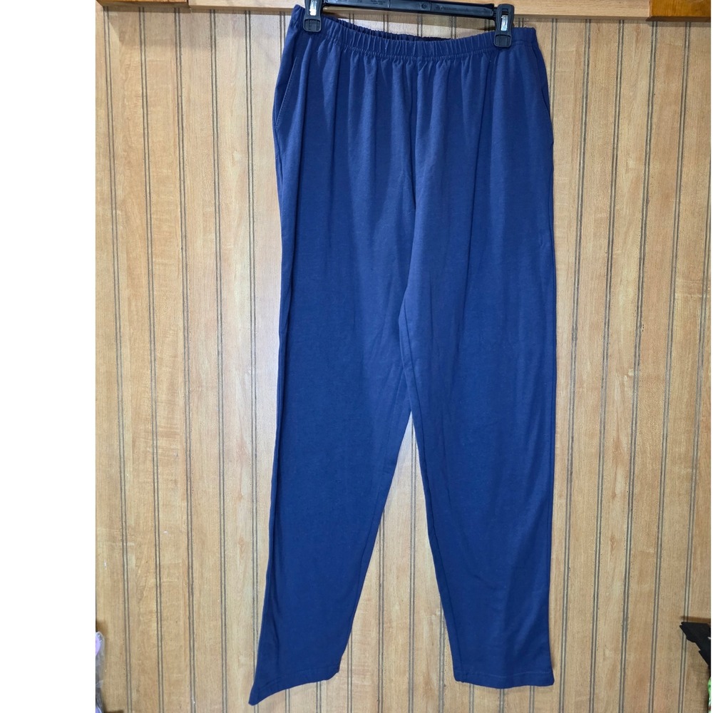 Easy Essentials Lounge Pants Comfy Knit Casual Elastic Waist Blue Size MD